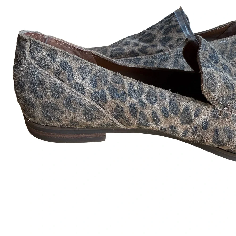 Lucky Brand Canyen Suede Leather Leopard Print Slip On Loafers Flats Shoes sz 8